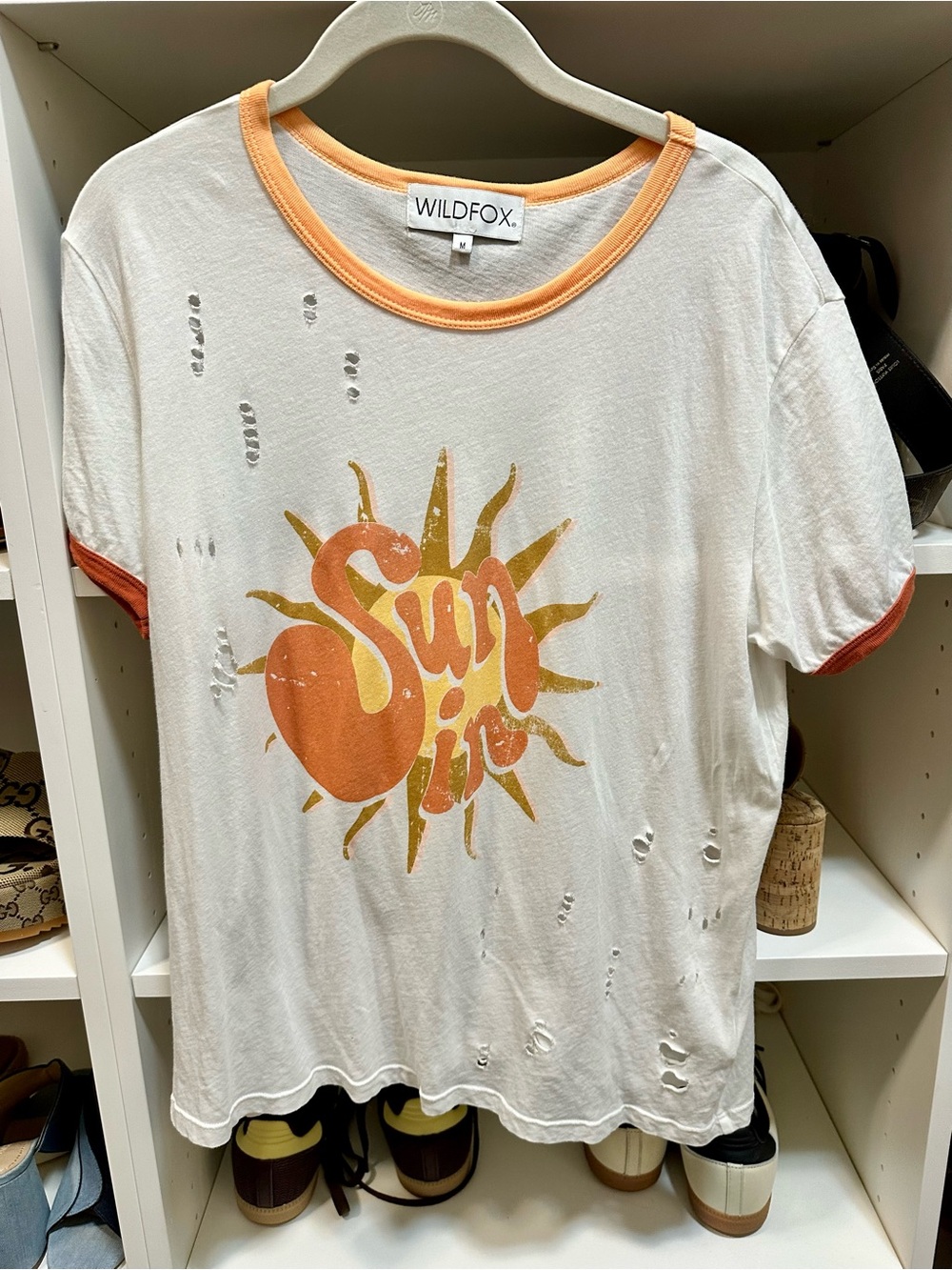 NWOT Wildfox Sun In Johnny Distressed Ringer Tee size M